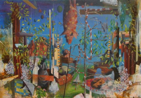 La stagione del mandorlo, 2013, olio su tavola, 140x200 cm