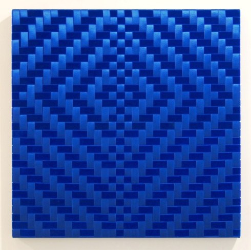 Mimmo Iacopino, Senza titolo, strisce di velluto e raso su tela, 2010.