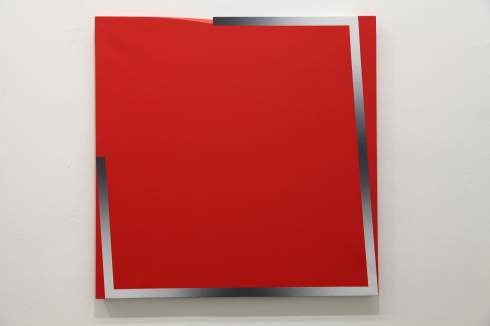 Giuliano Barbanti, SS rosso: GC, 80x80 cm., 1988.