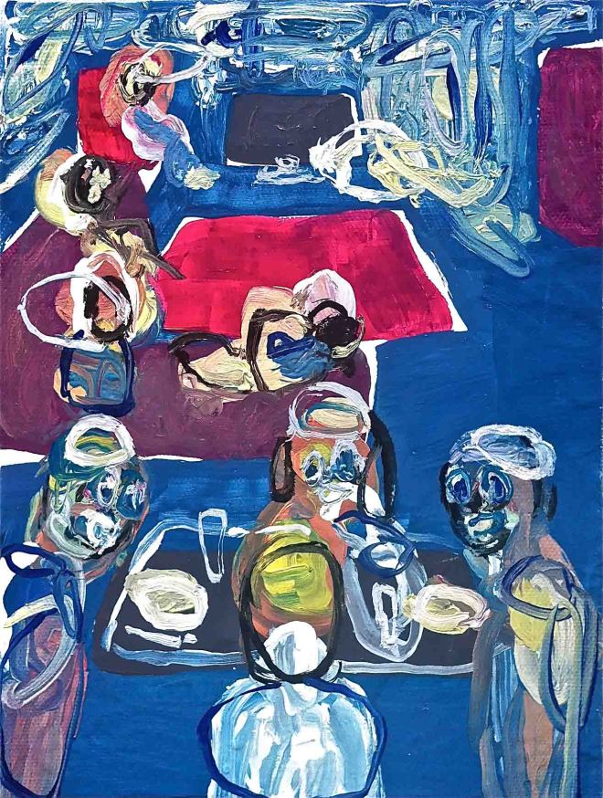 Adriano Annino, Noi siamo piatto, tecnica mista su tela cm 18x24,2014