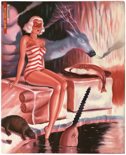 Ryan Heshka, Winter Festival, 2015, oil and mixed, 32x26 cm