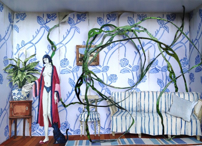 Monolocale 11, (Odor di Basilico) anno 2014, tecnica mista, cm 21x30