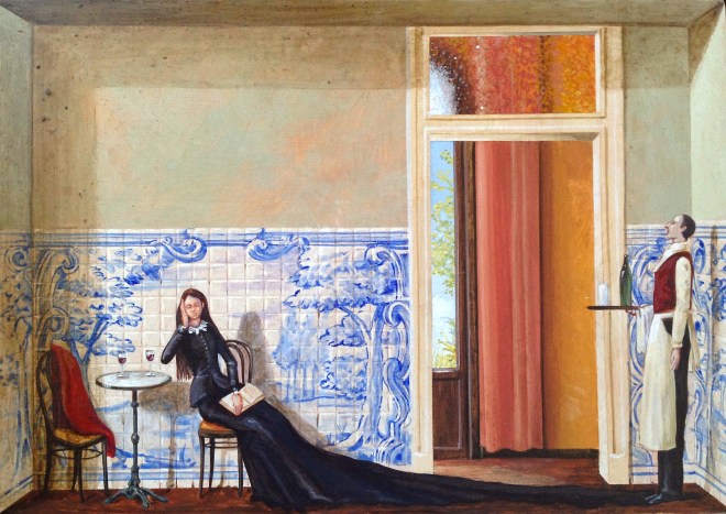 Monolocale 17. (tinto), 2015, acrilico e olio su tela , cm 21x30