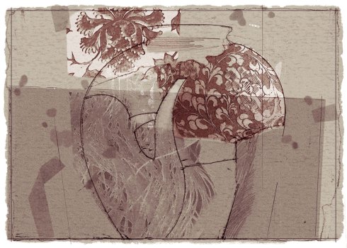 Lu Zhiping, Peace All Year, 2009, silkscrren print, 14x21 cm.