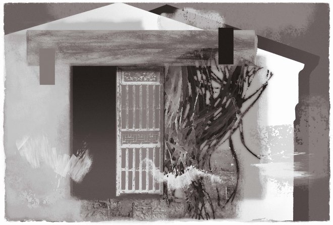 Lu Zhiping, Archeological Notes - Meteorite, 1998, zinc plate, 37x59 cm.