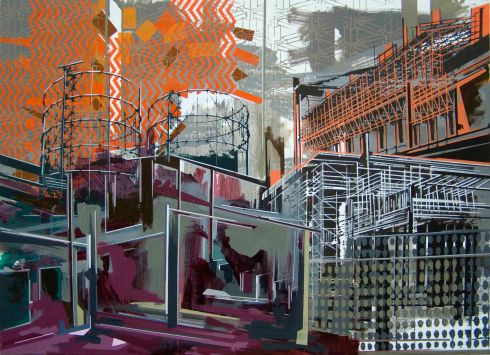 Il paesaggio del passato nel presente e nel futuro, acrilico su tela, 69x95 cm, 2013