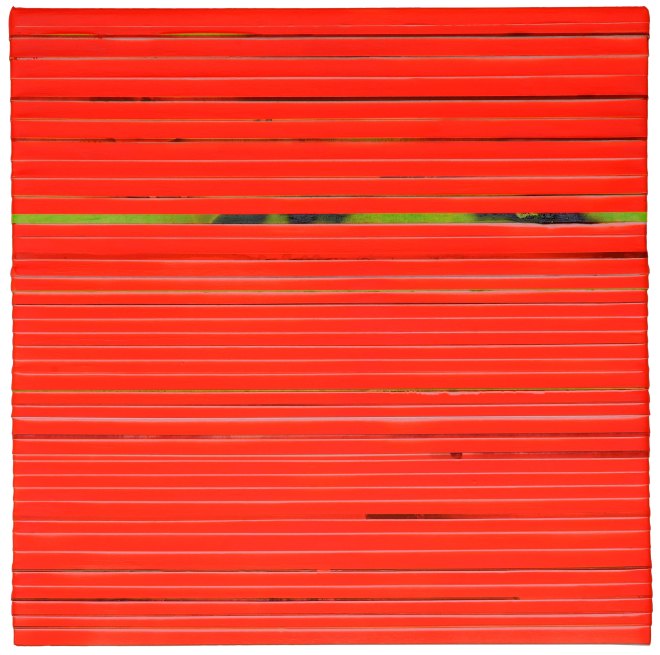 Orange, 2015, acrilico su nastro carta su tela 70x70 cm.