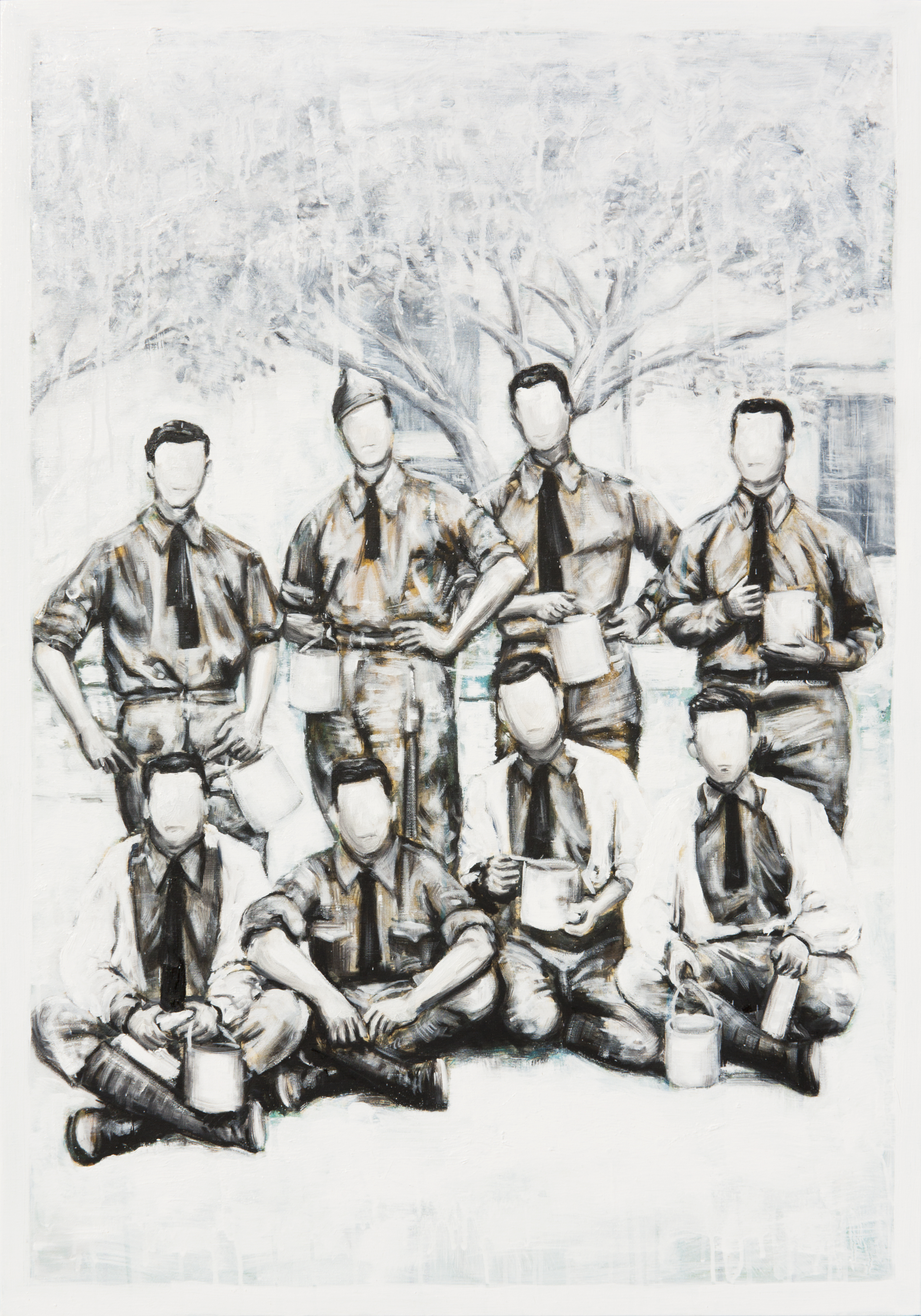 Vincenzo Todaro, (un)memory #026 - soldiers, 2011, olio e acrilico su tela, 100 x 70 cm