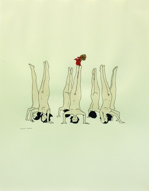 Marcel Dzama, Senza titolo, inchiostro e acquarello su carta, 35,5x27,9 cm, 2003