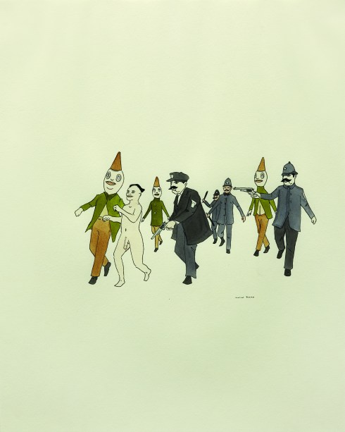 Marcel Dzama, Senza titolo, inchiostro e acquarello su carta, 35,6x27,9 cm, 2003