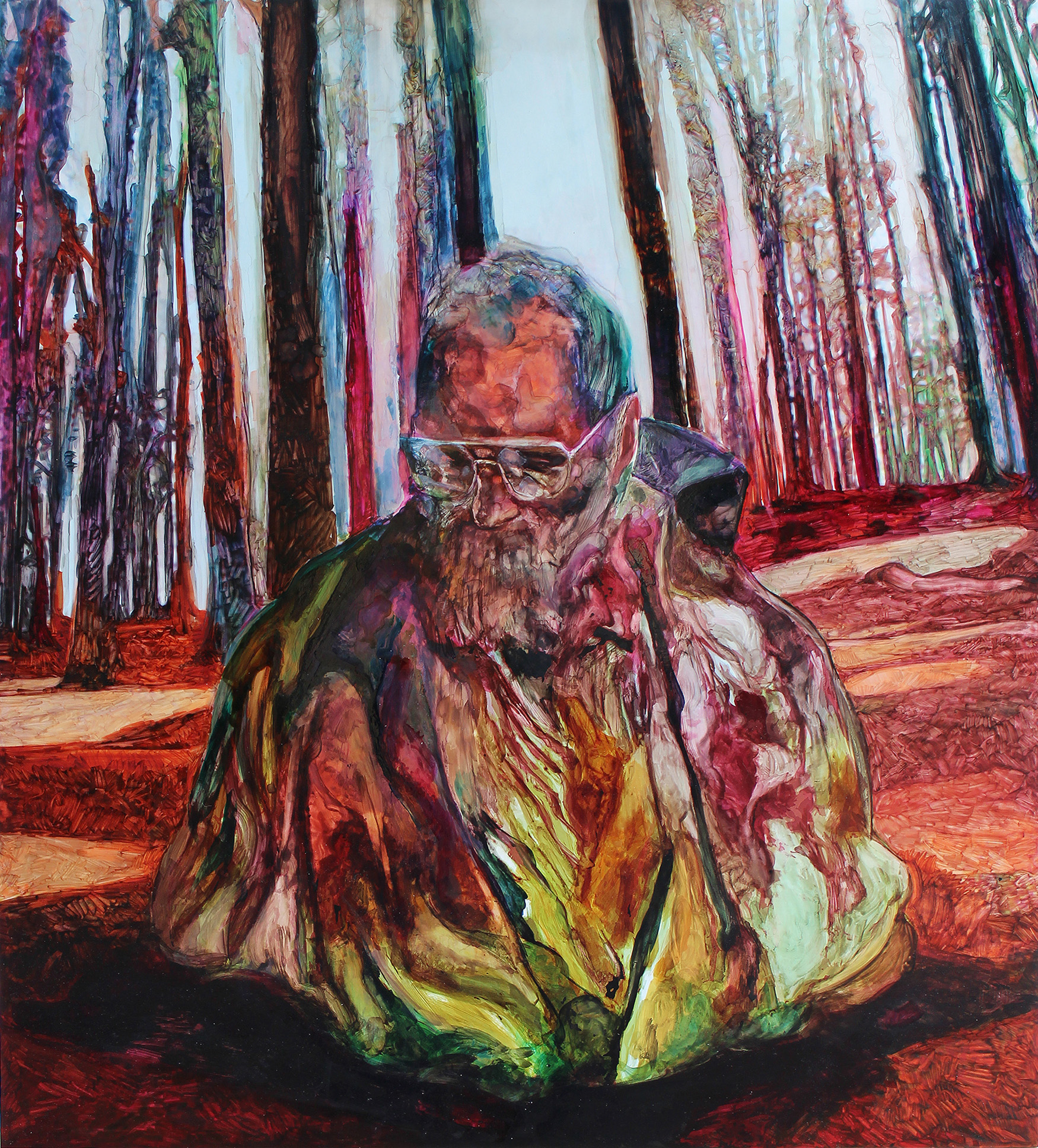 A NIGHT WITH_III_ MixedMediaOnGlossyPaperOnWood_70X61,3_2015 copia