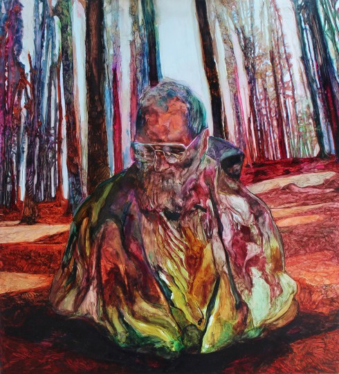 A NIGHT WITH_III_ MixedMediaOnGlossyPaperOnWood_70X61,3_2015 copia