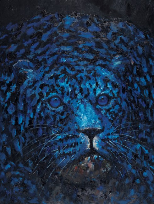 5.One Leopard (blue), 2017, olio su tela _ oil on canvas, cm 200x150