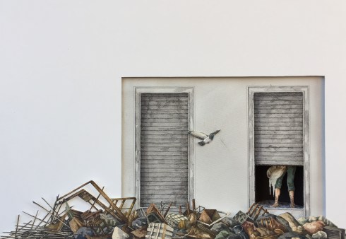 Monolocale 88 ,(Typhoon 14), anno 2019, tecnica mista, cm 35x50